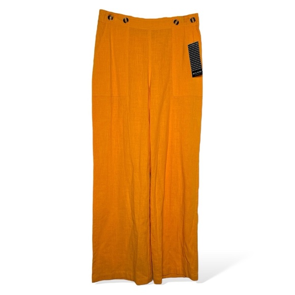 3/$20💥 Wide Leg Casual Pants High Waist Orange Cotton Pull On Elastic Waist NWT - Picture 1 of 17